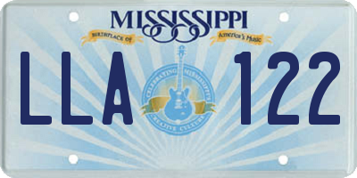 MS license plate LLA122