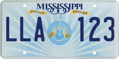 MS license plate LLA123