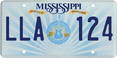 MS license plate LLA124