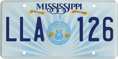 MS license plate LLA126