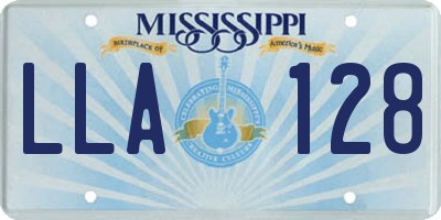 MS license plate LLA128
