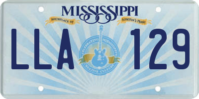 MS license plate LLA129