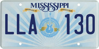 MS license plate LLA130