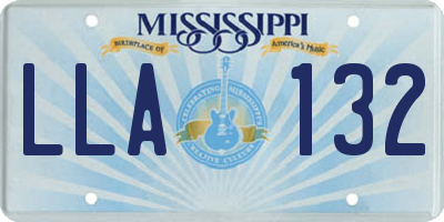 MS license plate LLA132