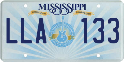 MS license plate LLA133