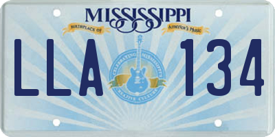 MS license plate LLA134