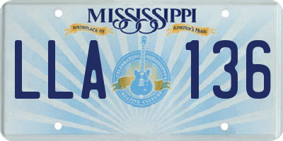 MS license plate LLA136
