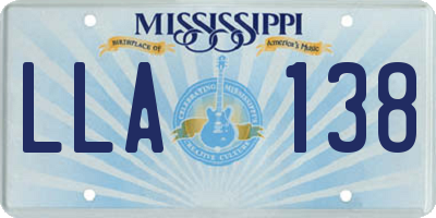 MS license plate LLA138