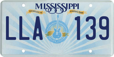 MS license plate LLA139