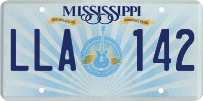 MS license plate LLA142