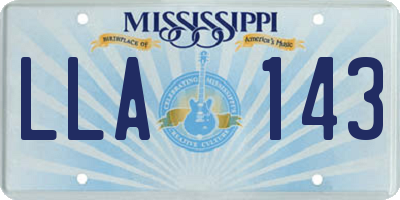 MS license plate LLA143