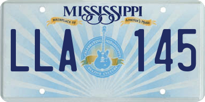 MS license plate LLA145