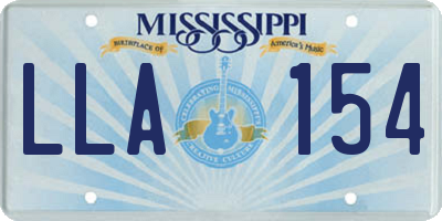 MS license plate LLA154