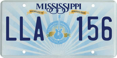 MS license plate LLA156