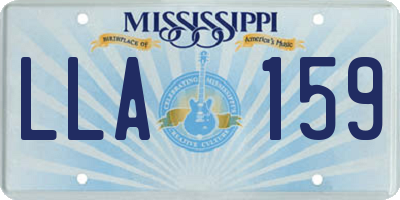 MS license plate LLA159