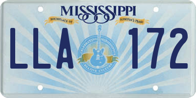 MS license plate LLA172