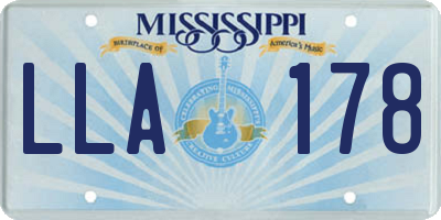 MS license plate LLA178