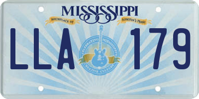 MS license plate LLA179