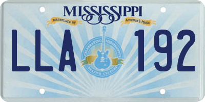 MS license plate LLA192