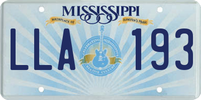 MS license plate LLA193