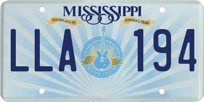 MS license plate LLA194