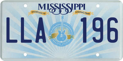 MS license plate LLA196