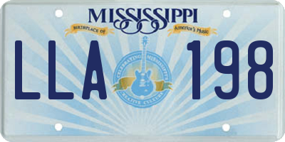 MS license plate LLA198