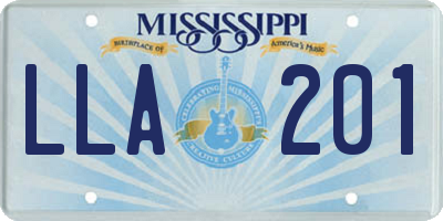 MS license plate LLA201
