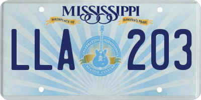 MS license plate LLA203