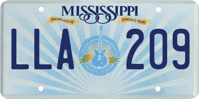 MS license plate LLA209