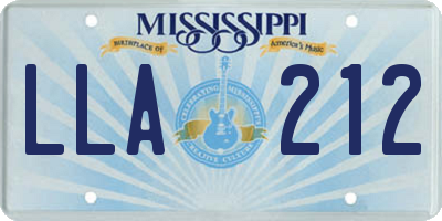 MS license plate LLA212