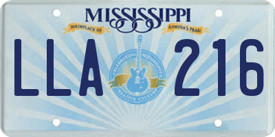 MS license plate LLA216