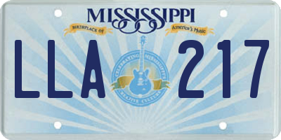 MS license plate LLA217