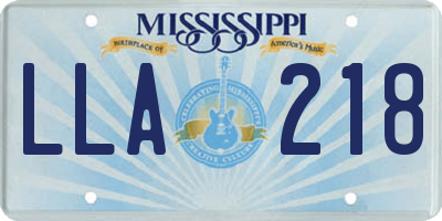 MS license plate LLA218