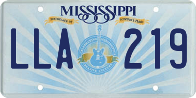 MS license plate LLA219