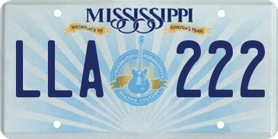 MS license plate LLA222