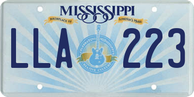 MS license plate LLA223