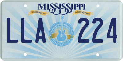 MS license plate LLA224