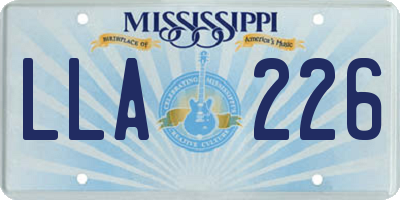 MS license plate LLA226