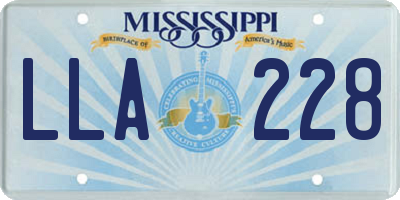 MS license plate LLA228