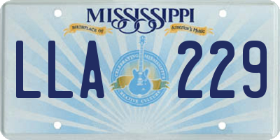 MS license plate LLA229