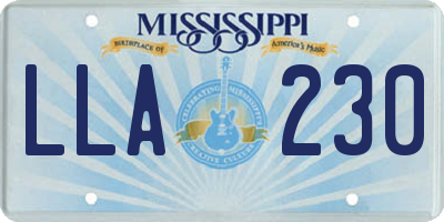 MS license plate LLA230