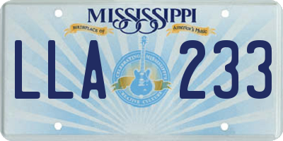 MS license plate LLA233