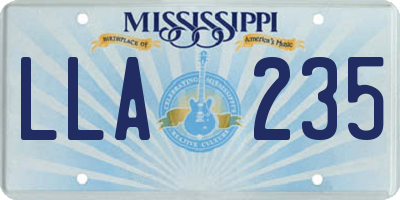 MS license plate LLA235