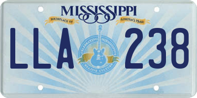 MS license plate LLA238