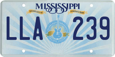 MS license plate LLA239