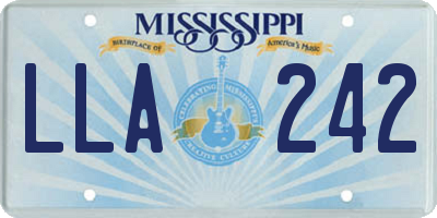 MS license plate LLA242