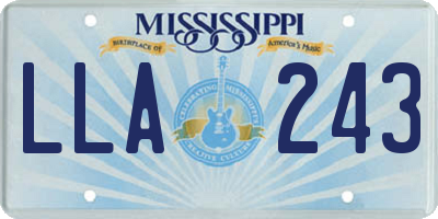 MS license plate LLA243