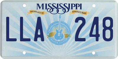 MS license plate LLA248