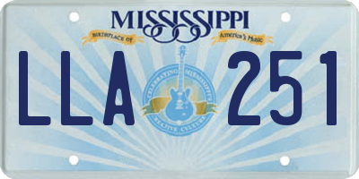 MS license plate LLA251